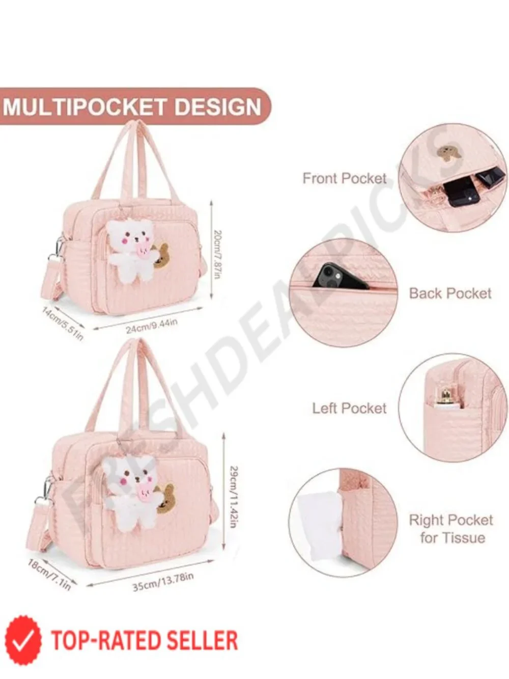 Large Nylon Diaper Bag Tote Crossbody Mom Bag Multi-Pocket Baby Travel Bags